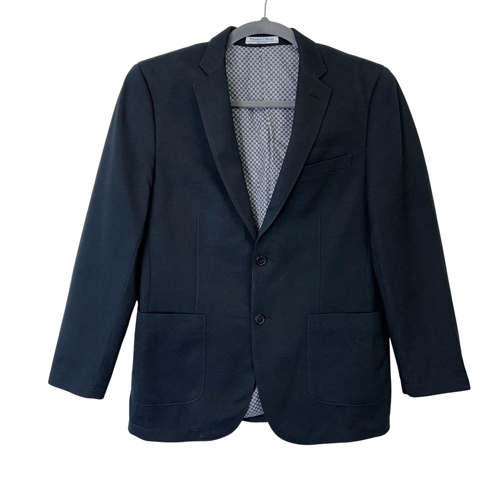 Paisley Gray Two Button Blazer Sport Coat Jacket Mens Medium 42 Black Business
